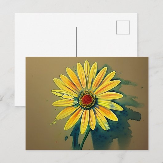 Gelbe Daisy-Blume Postkarte (Vorne/Hinten)