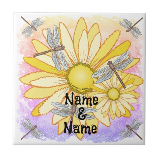 Gelbe Daisy Fliese (Vorderseite)
