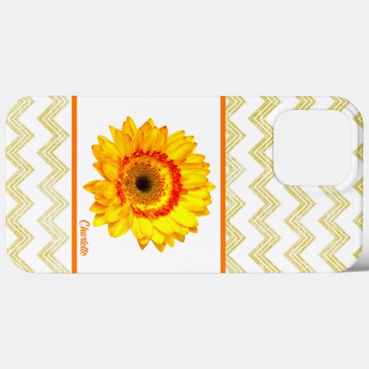 Gelbe Daisy mit Zickzack Muster Case-Mate iPhone Hülle (Rückseite (Horizontal))