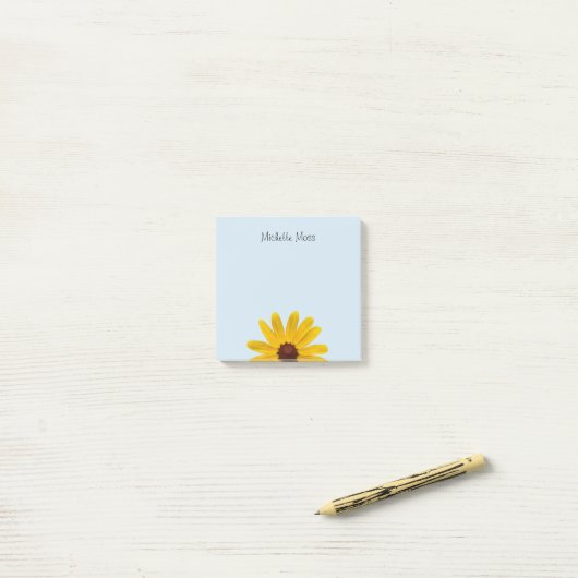 Gelbe Daisy-Monogramm-Blume Post-it Klebezettel (Auf Schreibtisch)