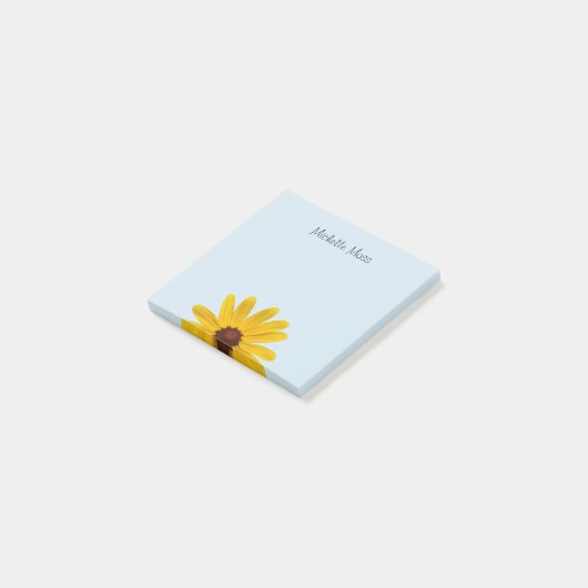 Gelbe Daisy-Monogramm-Blume Post-it Klebezettel (angewinkelt)