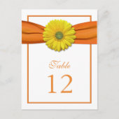 Gelbe Daisy Orange Ribbon-Tischnummer Postkarte (Vorderseite)