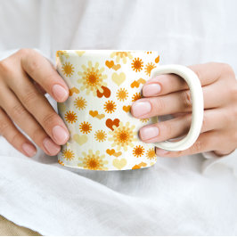 Gelbe Daisy und Herz Kaffeetasse