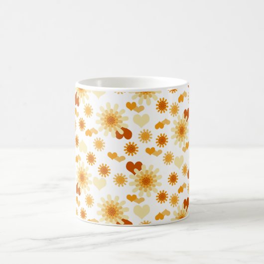 Gelbe Daisy und Herz Kaffeetasse (Mittel)