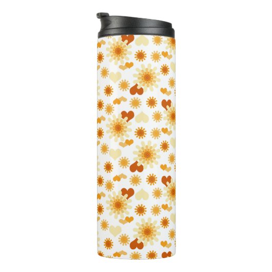 Gelbe Daisy und Herz Thermosbecher (Nach rechts gedreht)