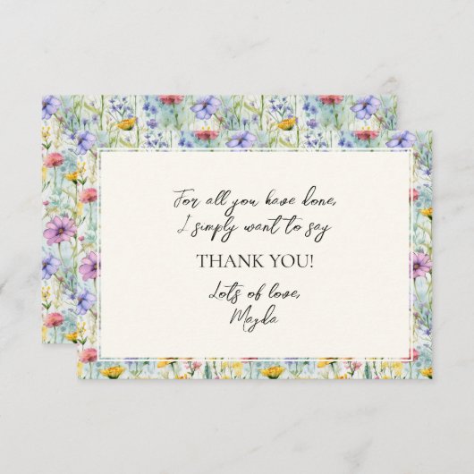 Gelbe Daisy-Wildblume Blumenmuster Dankeskarte (Vorne/Hinten)