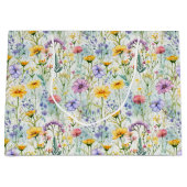 Gelbe Daisy-Wildblume Blumenmuster Große Geschenktüte (Vorderseite)