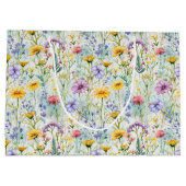 Gelbe Daisy-Wildblume Blumenmuster Große Geschenktüte (Rückseite)