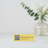 Gelbe Damask QR CODE Mini Business Cards Visitenkarte (Stehend Vorderseite)