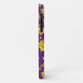 Gelbe Damasken auf lila Case-Mate iPhone Hülle (Hinten/Links)