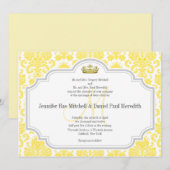 Gelbe Damast Einladungen für Hochzeiten Monogramm  (Vorne/Hinten)