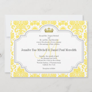 Gelbe Damast Einladungen für Hochzeiten Monogramm