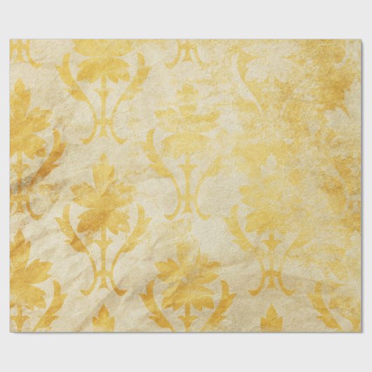 Gelbe Damast-Grungy Muster Geschenkpapier (Flach)