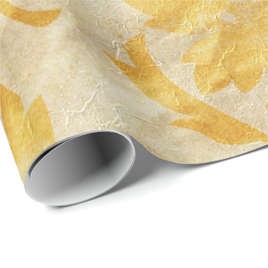 Gelbe Damast-Grungy Muster Geschenkpapier (Rolleneckpunkt)