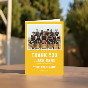 Gelbe Dankeschön-Trainerkarte Teamname Foto Dankeskarte