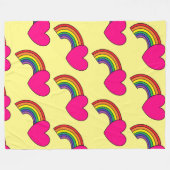 Gelbe Decke mit Regenbogen und heißen rosa Herzen (Vorderseite (Horizontal))