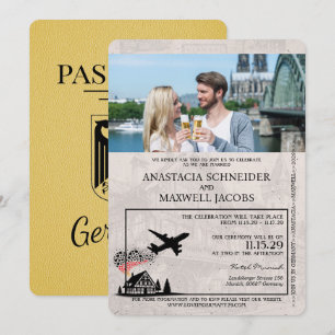 Gelbe Deutschland Reisepass Hochzeits-Einladung Einladung