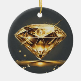 Gelbe Diamant- und Wasserwaagen Keramik Ornament