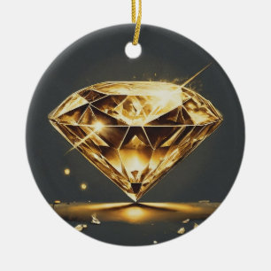 Gelbe Diamant- und Wasserwaagen Keramik Ornament
