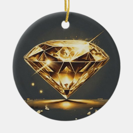 Gelbe Diamant- und Wasserwaagen Keramik Ornament (Vorne)