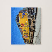 Gelbe Diesel-Lokomotive-Bahn - Name hinzufügen Puzzle (Vertikal)