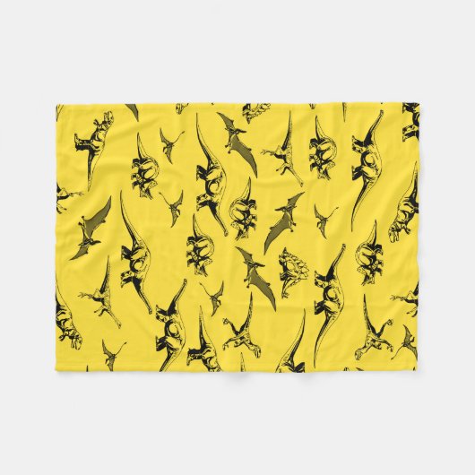 Gelbe Dinosaurier Blanket Fleecedecke (Vorderseite (Horizontal))