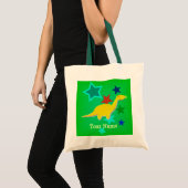 Gelbe Dinosaurier-Stern-Namen-Taschen-Tasche Tragetasche (Vorderseite (Produkt))
