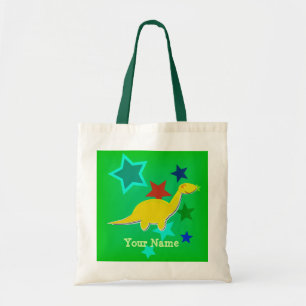 Gelbe Dinosaurier-Stern-Namen-Taschen-Tasche Tragetasche