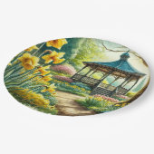 Gelbe Dioden und Gazebo-Papierplatte Pappteller (Schrägansicht)