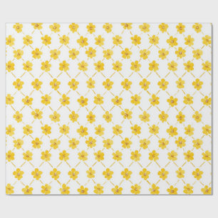 Gelbe Ditsy Grandmillenial Blume Geschenkpapier