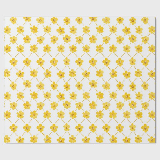 Gelbe Ditsy Grandmillenial Blume Geschenkpapier (Flach)