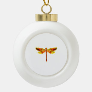Gelbe Drachenfliege Keramik Kugel-Ornament