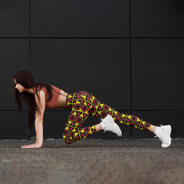 Gelbe Dreiecke Rote Capri-Leggings Capri Leggings
