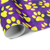Gelbe Drucke auf Lila - Umschlagpapier Geschenkpapier (Rolleneckpunkt)