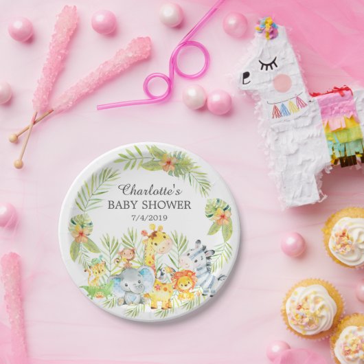 Gelbe Dschungel-Tier-Babyparty 7" Platte Pappteller (Party)