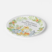 Gelbe Dschungel-Tier-Babyparty 7" Platte Pappteller (Schrägansicht)