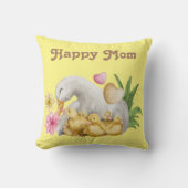 Gelbe Duck mit Ducklings Babydusche Kissen (Vorderseite)