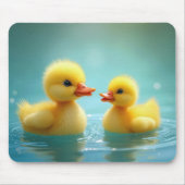 Gelbe Ducklings, die auf blauem Wasser schwimmen Mousepad (Vorne)