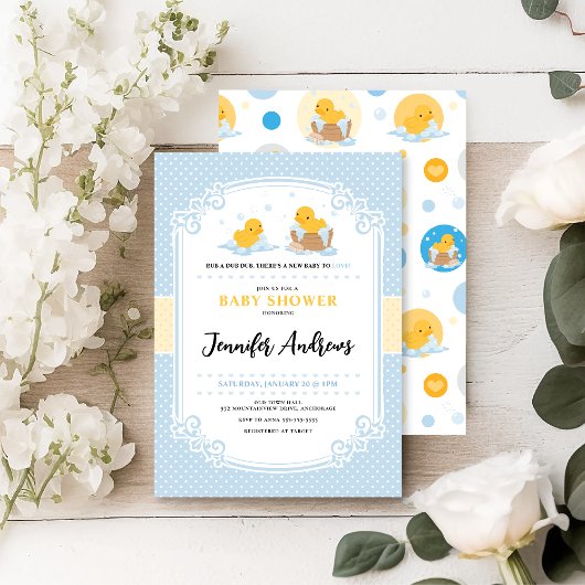 Gelbe Ducky Bubble Bath Baby Dusche Einladung