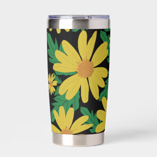 Gelbe dunkle Blume mit grünen Blätter Case-Mate Thermobecher