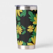 Gelbe dunkle Blume mit grünen Blätter Case-Mate Thermobecher (Rechts)