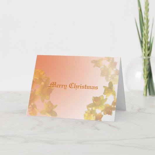 Gelbe dunkle Blume Weihnachts Grußkarte. Feiertagskarte (Vorderseite)