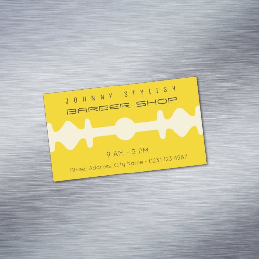 Gelbe Duoton-Rasierklingen-Form-Rahmenabdeckung Magnetische Visitenkarte (Beispiel)