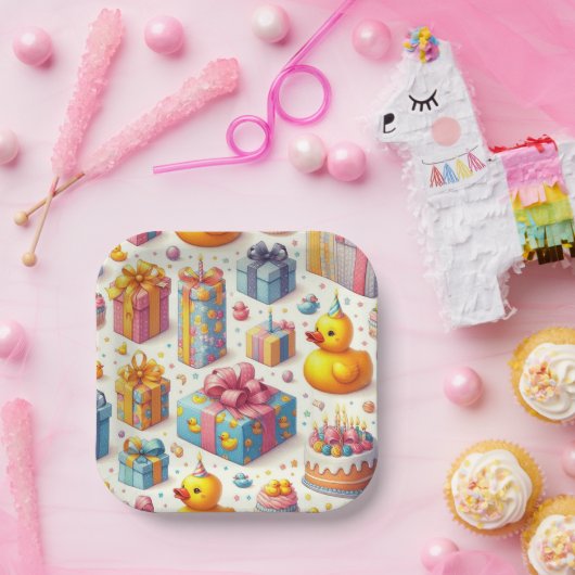 Gelbe Dusche Kindergeburtstag Paper Teller (Party)