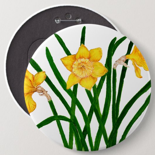 Gelbe düsterne Aquarellmalerei Button (Vorne & Hinten)