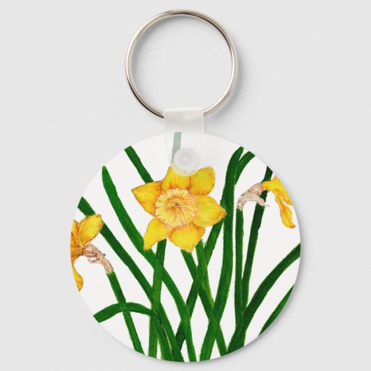Gelbe düsterne Aquarellmalerei Schlüsselanhänger (Vorderseite)