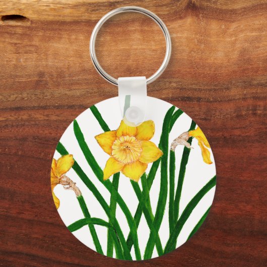 Gelbe düsterne Aquarellmalerei Schlüsselanhänger (Vorderseite)