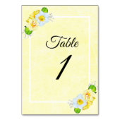 Gelbe düsterne Tischkartennummern für Hochzeiten Tischnummer (Rückseite)