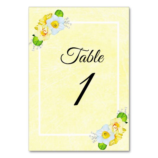Gelbe düsterne Tischkartennummern für Hochzeiten Tischnummer (Rückseite)