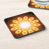 Gelbe Eier-Eigelb in digitaler Abstrakter Form Getränkeuntersetzer (Linke Seite)